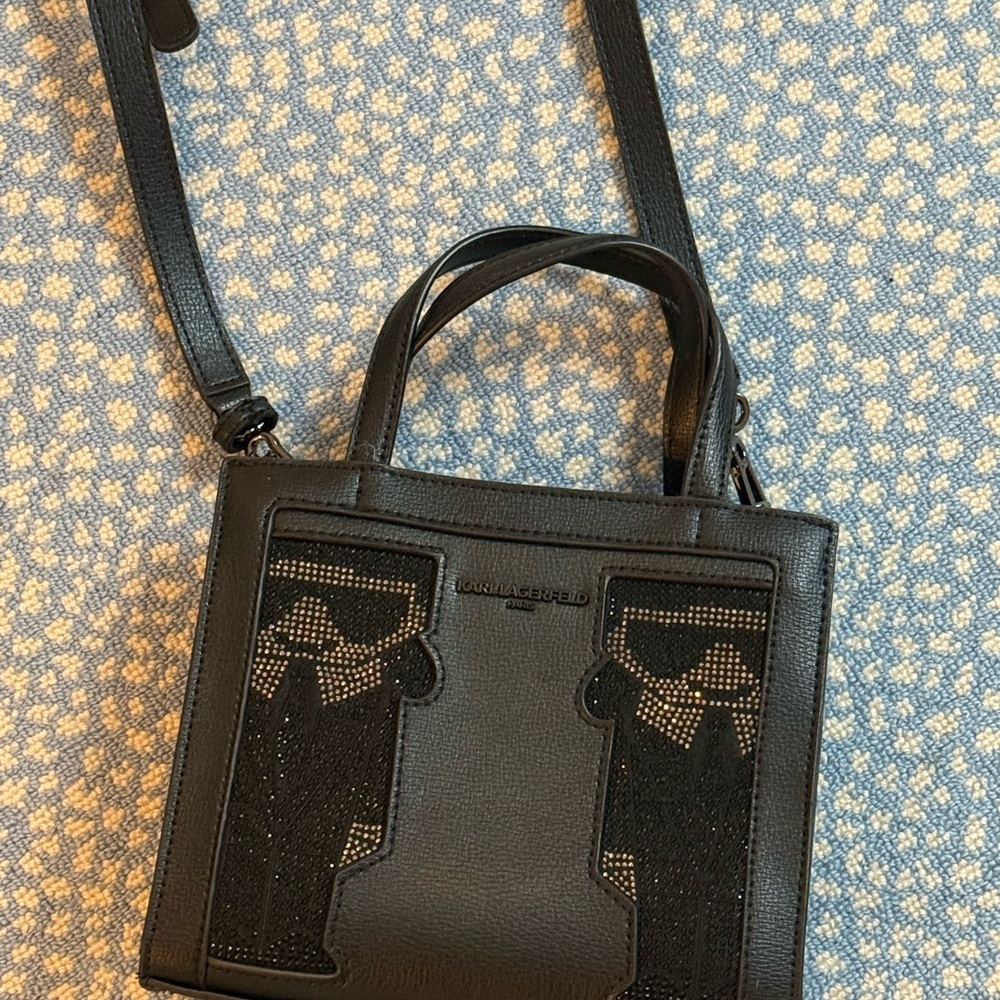 Karl Lagerfeld Black Crossbody Bag with Iconic Design